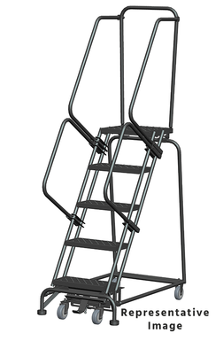 Weight-Actuated Series Ladders, Weight Actuated, 5 Step, 32 In Wide Base, 28 in Deep Top Step, Perforated Tread